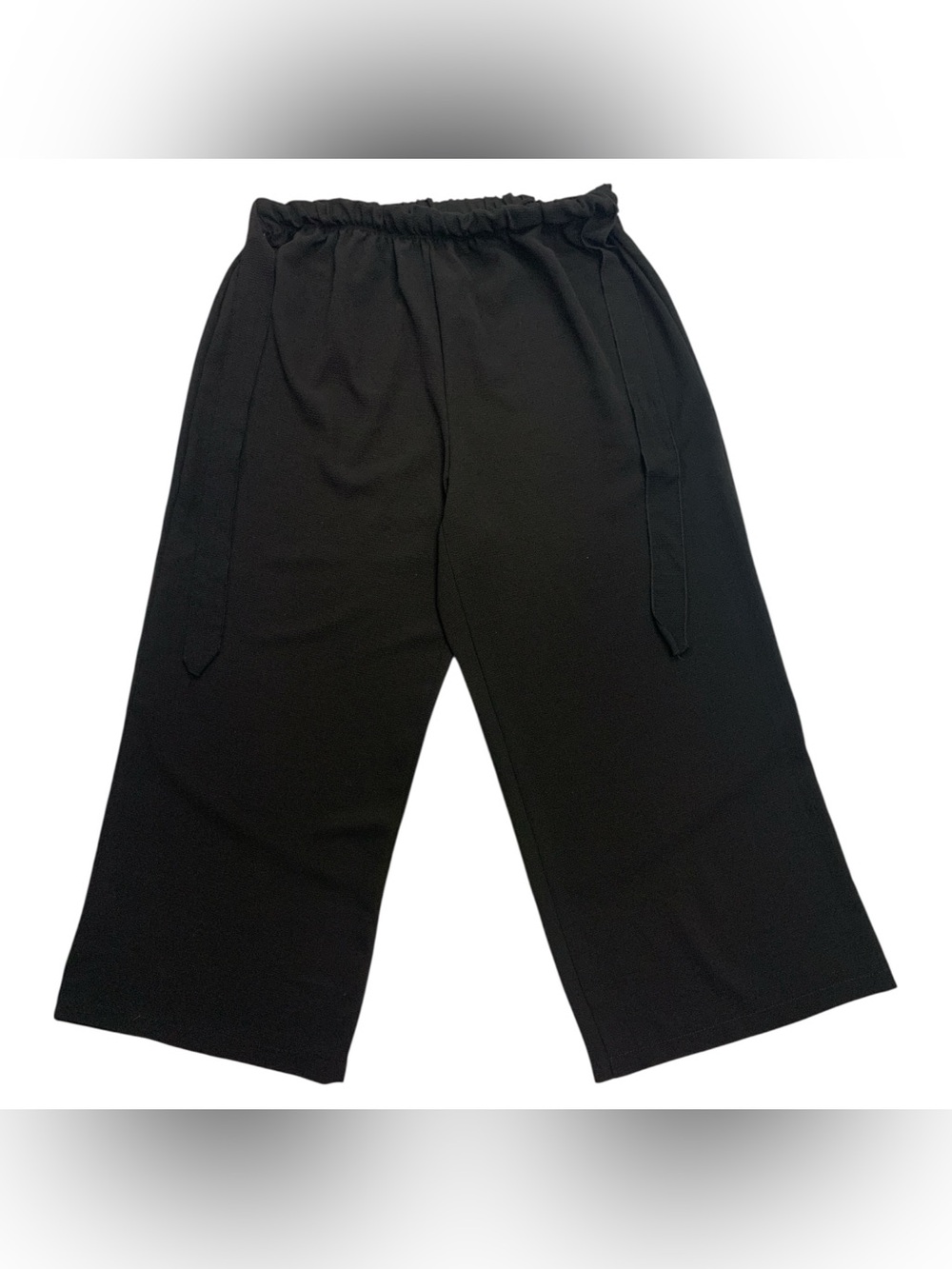 Lexington Lavenue Black Wide-Leg Pull-On Pants with Tie Waist Size L